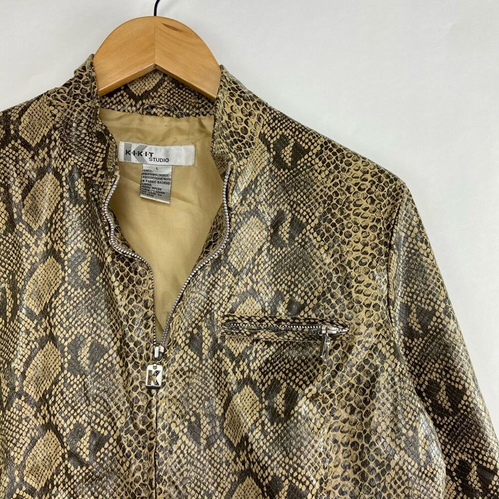 80s Vintage Python Snakeskin Print Jacket Faux Le… - image 2